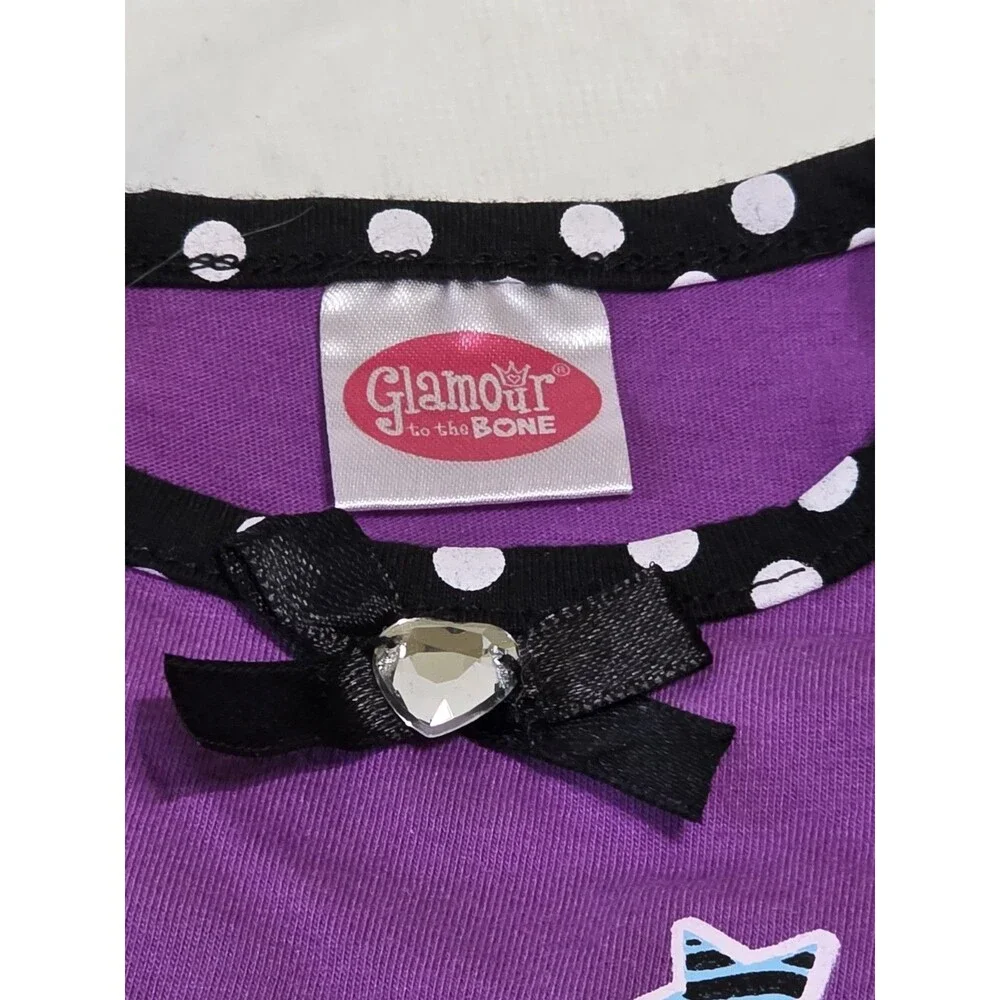Glamour Bone Girls Rule Black & Purple Dog Dress Size Small